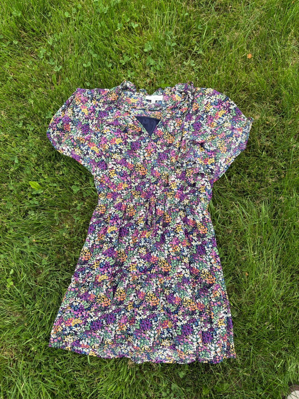 Pinch Floral Dress in Purple, Pink, Yellow